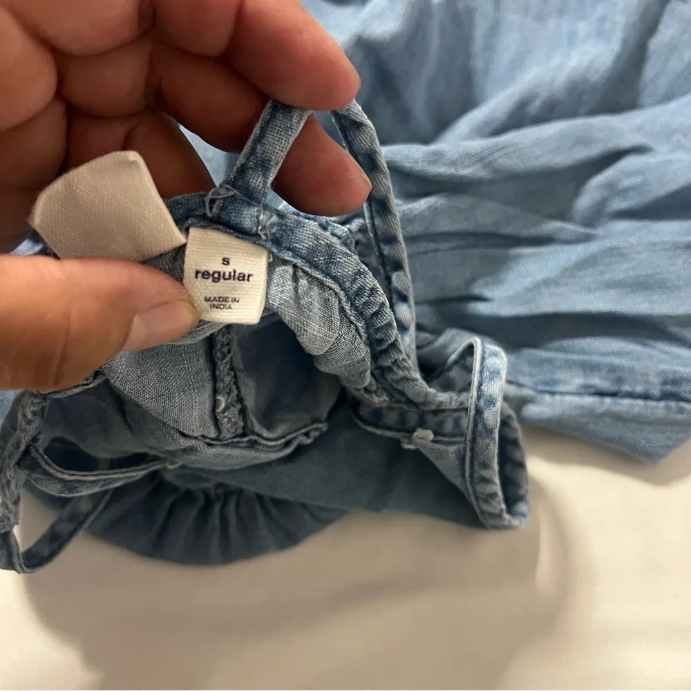 GAP Kids Girls Small Chambray Tiered Sleeveless Blue Sundress Casual Outdoors